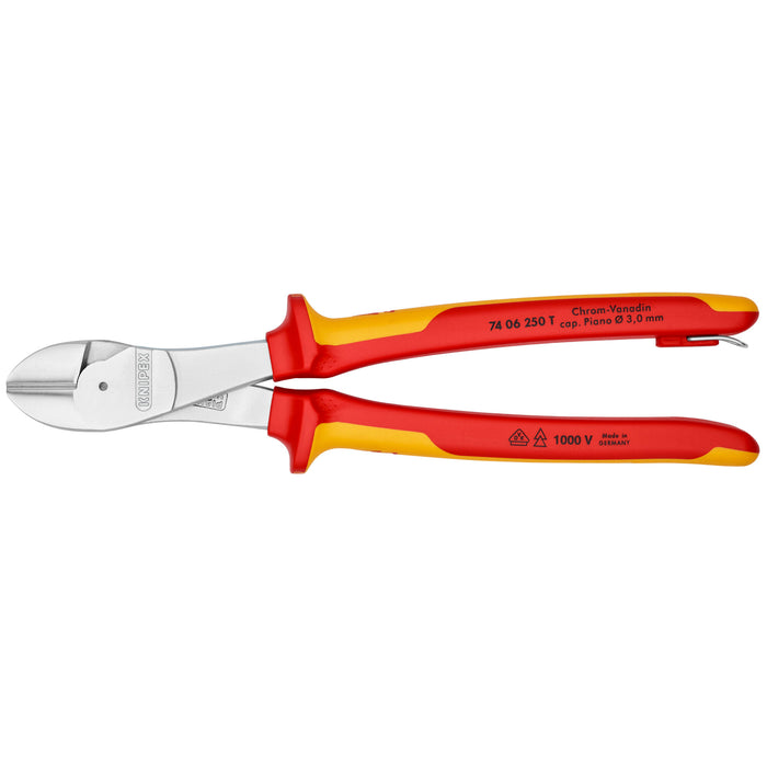 Knipex 74 06 250 T 10" High Leverage Diagonal Cutters-1000V Insulated-Tethered Attachment