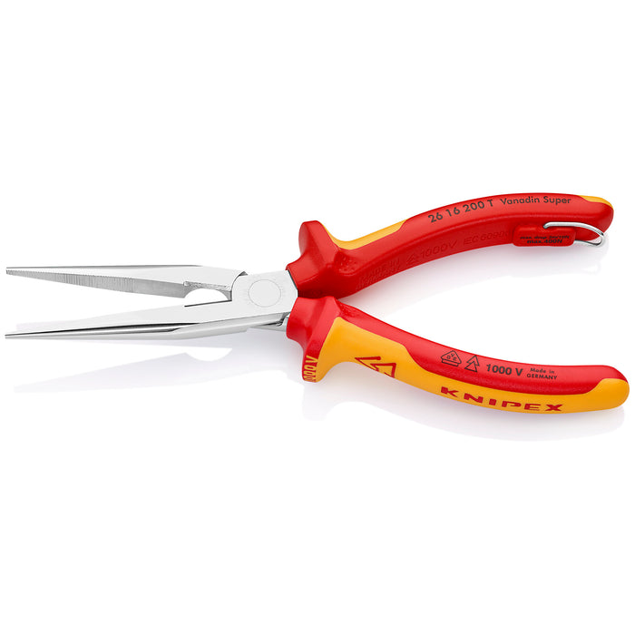 Knipex 26 16 200 T 8" Long Nose Pliers with Cutter-1000V Insulated-Tethered Attachment