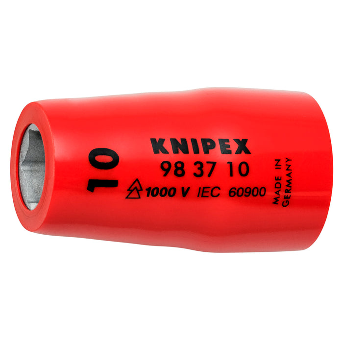 Knipex 98 37 10 3/8" Drive 10 mm Hex Socket-1000V Insulated
