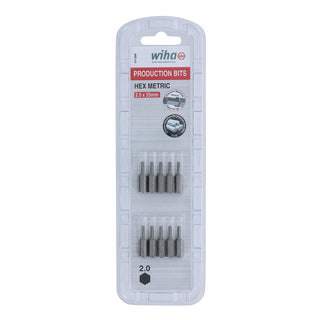 Wiha Tools 71306 Hex Metric Insert Bits, 2.0 mm x 25 mm, 10 Pk.