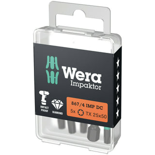 Wera 867/4 IMP DC TORX® DIY Impaktor bits, TX 20 x 50 mm, 5 pieces