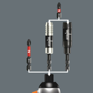 Wera 897/4 IMP Impaktor holder with retaining ring and magnet, 1/4" x 75 mm