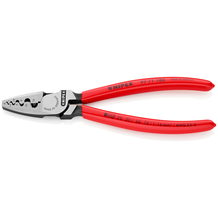 Knipex 97 71 180 7 1/4" Crimping Pliers for Wire Ferrules