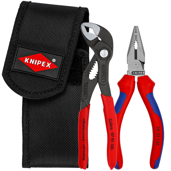 Knipex 00 20 72 V06 2 Pc Mini Pliers in Belt Pouch - Cobra® and Needle-Nose