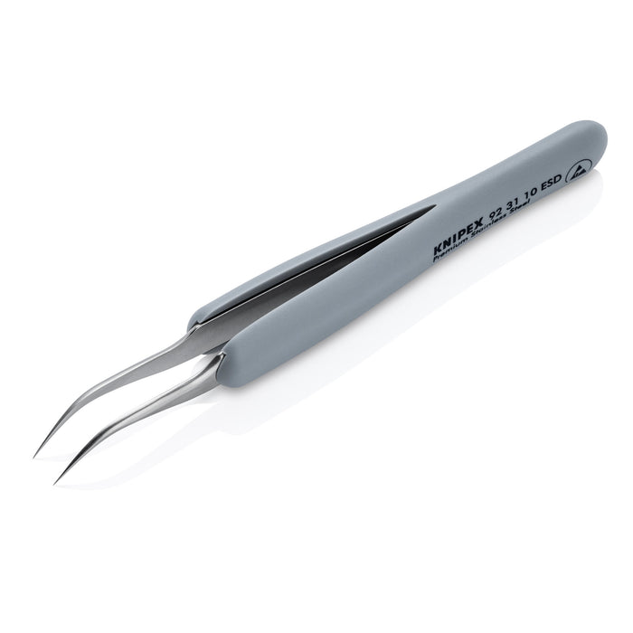 Knipex 92 31 10 ESD 5" Premium Stainless Steel Precision Tweezers-45°Angled-Needle-Point Tips-ESD