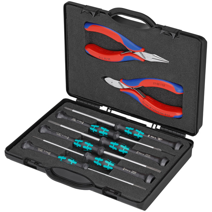 Knipex 00 20 18 8 Pc Electronics Tool Set in Case with Foam