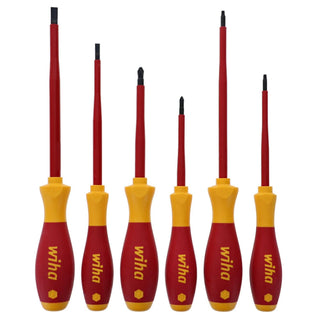 Wiha Tools 35890 6 Piece Insulated Slotted, Phillips and Square Screwdriver Set