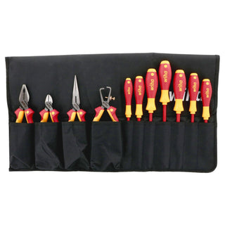 Wiha Tools 32986 Insulated Industrial Pliers/Cutters/Drivers Pouch Set, 11 Piece