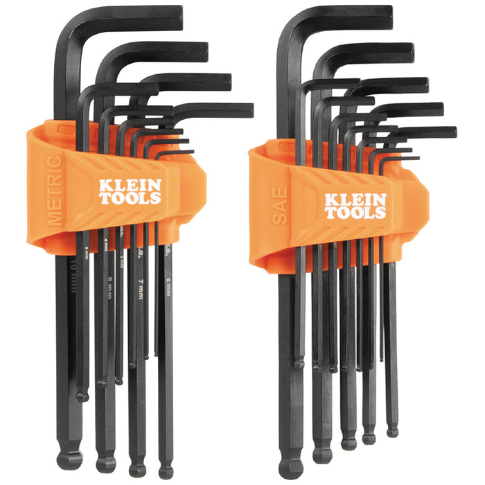 Klein Tools BLS22 Long Ball End Hex Key Set, SAE and Metric, 22 Pc.