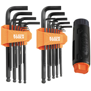 Klein Tools BLS22H Long Ball-End Hex Key Set with Handle, SAE and Metric, 22 Pc.