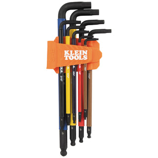 Klein Tools BLS9 Color-Coded Extra-Long L Style Hex Key Caddy Set, SAE, 9 Pc.