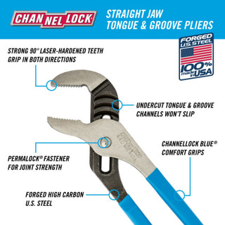 Channellock 440 12-Inch Straight Jaw Tongue & Groove Pliers