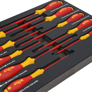 Wiha Tools 32080 10 Piece Insulated SoftFinish Cushion Grip Screwdriver Tray Set