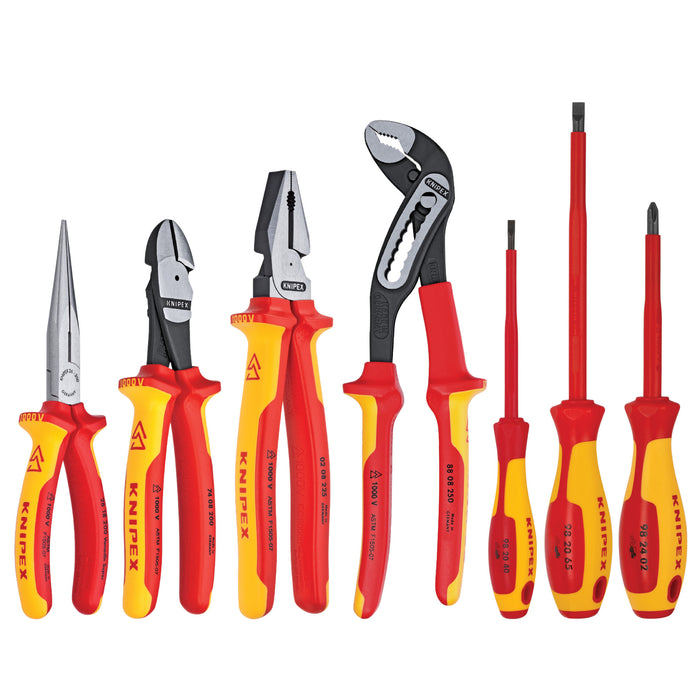 Knipex 9K 98 98 27 US 7 Pc Pliers and Screwdriver Tool Set-1000V Insulated in Tool Roll
