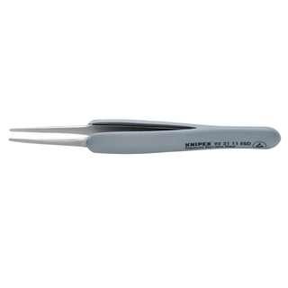 Knipex 92 21 11 ESD 4" Premium Stainless Steel Precision Tweezers-Blunt Tips-ESD Rubber Handles