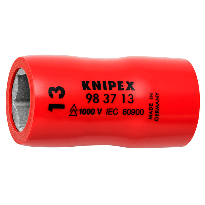 Knipex 98 37 13 3/8" Drive 13 mm Hex Socket-1000V Insulated