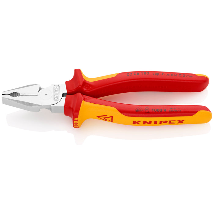 Knipex 02 06 180 7 1/4" High Leverage Combination Pliers-1000V Insulated