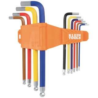 Klein Tools CBLS10 Powder Coated Long Ball-End Hex Key Set, SAE, 10 Pc.