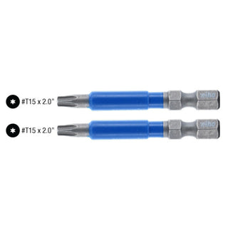 Wiha Tools 70218 TerminatorBlue Impact Bit TORX® T15 - 2 Inch - 2 Pack