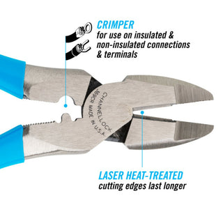 Channellock 369CR 9.5-inch XLT Round Nose Linemen Pliers w/ Crimper