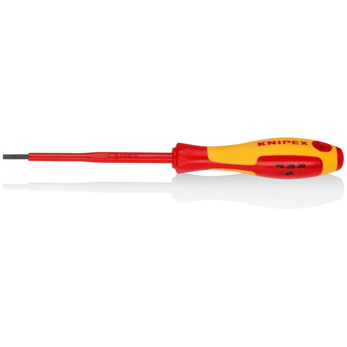 Knipex 98 20 30 Slotted Screwdriver, 4"-1000V Insulated, 7/64" tip