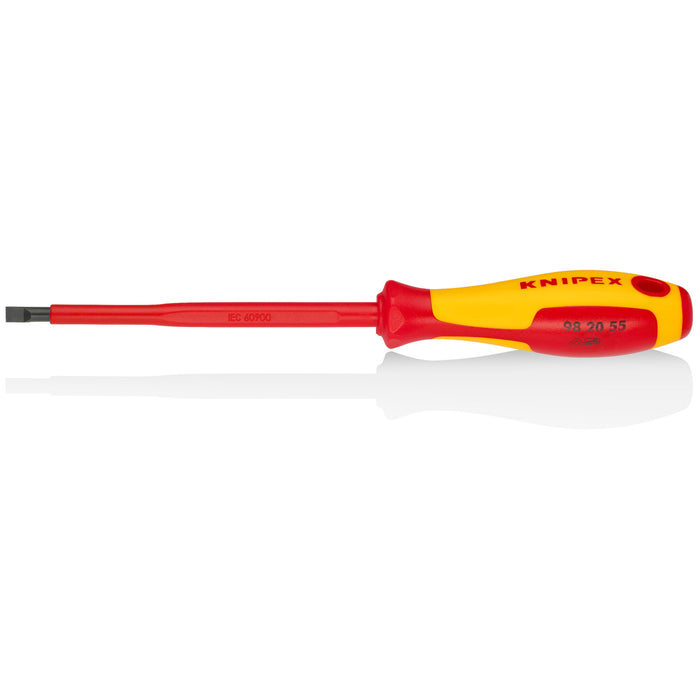 Knipex 98 20 55 Slotted Screwdriver, 5"-1000V Insulated, 7/32" tip
