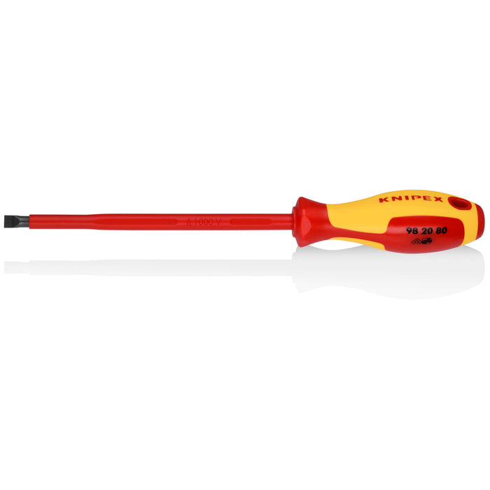 Knipex 98 20 80 Slotted Screwdriver, 7"-1000V Insulated, 5/16" tip