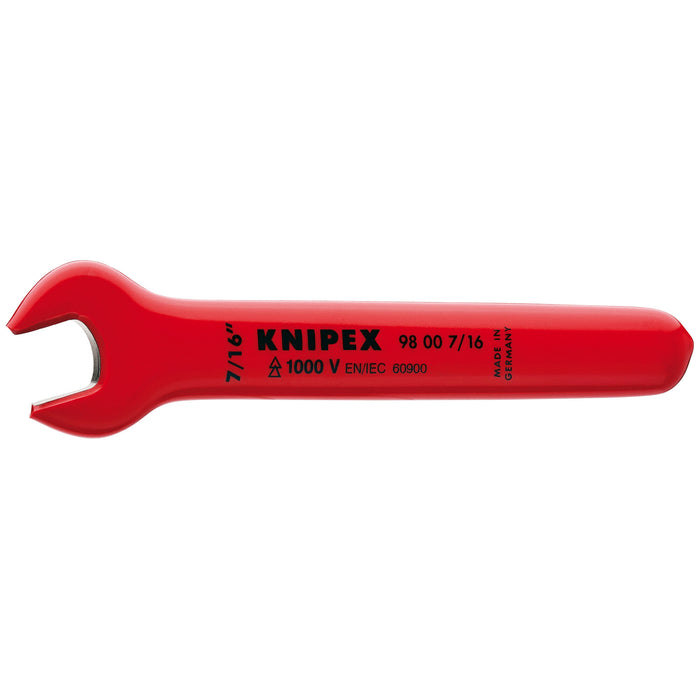 Knipex 98 00 7/16" 4 3/4" Open End Wrench-1000V Insulated, 7/16"