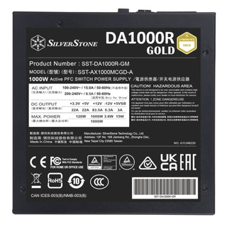 SilverStone DA1000R-GM Cybenetics Gold 1000W ATX 3.0 & PCIe 5.0 Fully Modular ATX Power Supply