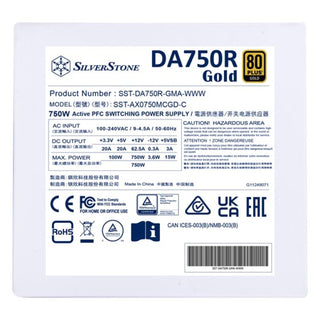 SilverStone DA750R-GMA 80 PLUS Gold 750W ATX 3.0 & PCIe 5.0 Fully Modular Power Supply