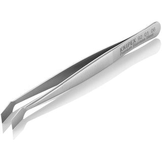 Knipex 92 01 06 4" Premium Stainless Steel Gripping Tweezers-30°Angled-Blunt Tips