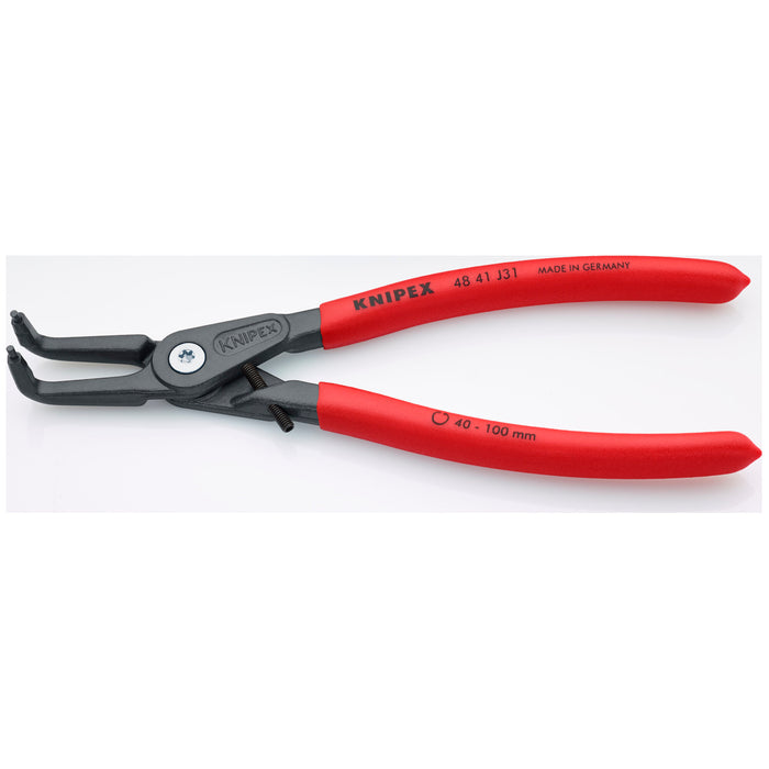 Knipex 48 41 J31 8 1/4" Internal 90° Angled Precision Snap Ring Pliers-Limiter