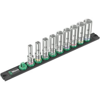 Wera Magnetic socket rail B Deep 1 socket set, 3/8" drive, 9 pieces