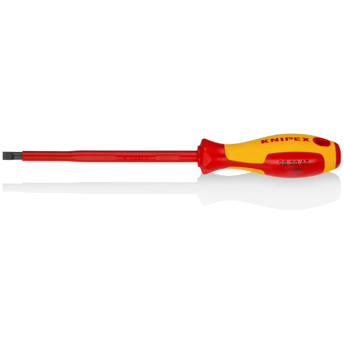 Knipex 98 20 65 Slotted Screwdriver, 6"-1000V Insulated, 1/4" tip