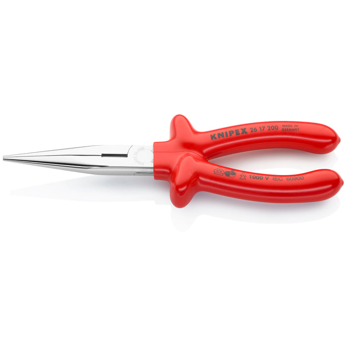 Knipex 26 17 200 8" Long Nose Pliers with Cutter-1000V Insulated
