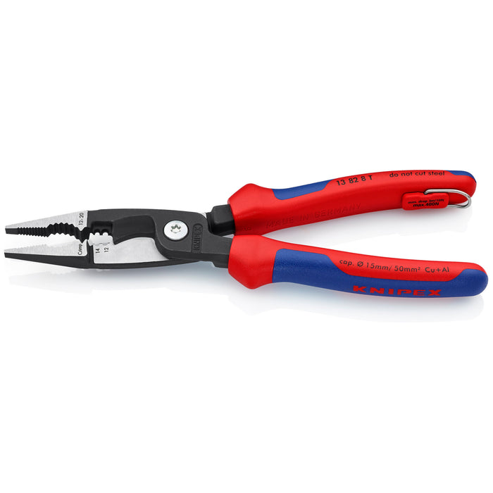 Knipex 13 82 8 T BKA 8" 6-in-1 Electrical Installation Pliers 12 and 14 AWG-Tethered Attachment