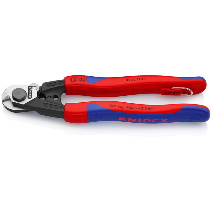 Knipex 95 62 190 T BKA 7 1/2" Wire Rope Shears-Tethered Attachment