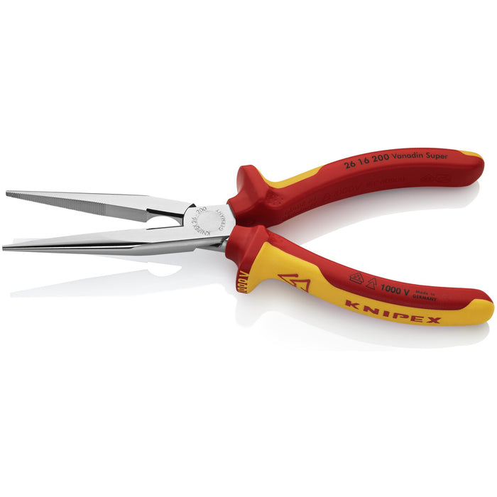 Knipex 26 16 200 8" Long Nose Pliers with Cutter-1000V Insulated