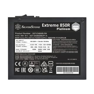 SilverStone EX850R-PM Extreme, Cybenetics Platinum 850W SFX12V 4.0 & PCIe 5.0 Fully Modular SFX Power Supply