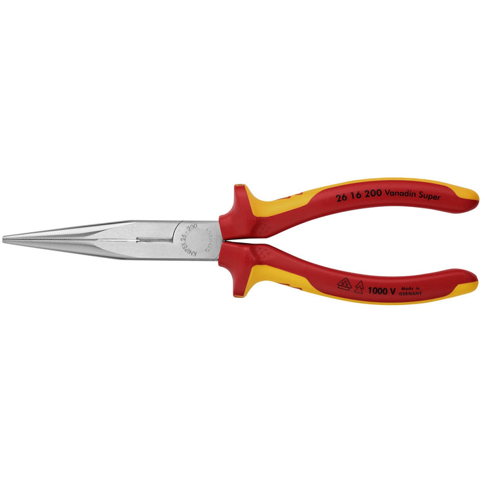 Knipex 26 16 200 8" Long Nose Pliers with Cutter-1000V Insulated