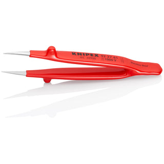 Knipex 92 27 61 5 1/4" Stainless Steel Gripping Tweezers-Pointed Tips-1000V Insulated