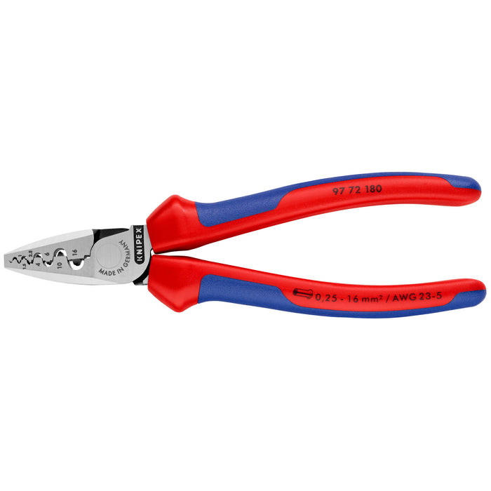 Knipex 97 72 180 7 1/4" Crimping Pliers for Wire Ferrules