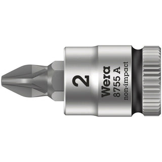 Wera 8755 A Pozidriv Zyklop bit socket, 1/4" drive, PZ 2 x 28 mm