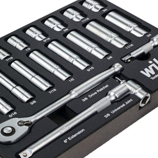 Wiha Tools 33796 22 Piece 3/8” Drive Professional Standard and Deep Socket Tray Set