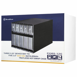 Silverstone FS305B-12G Three 5.25" Device Bay to Five 3.5" SAS-12G / SATA-6Gbit/s Trayless Hot-Swap Cage