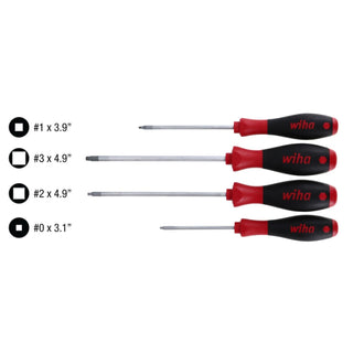 Wiha Tools 35894 4 Piece SoftFinish Square Screwdriver Set