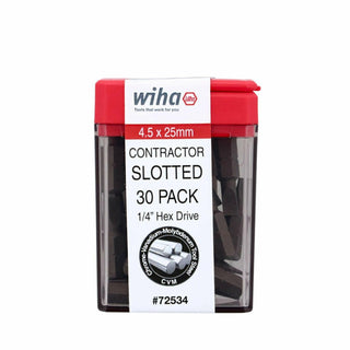 Wiha Tools 72534 Slotted 4.5mm Contractor Insert Bit, 30 Piece