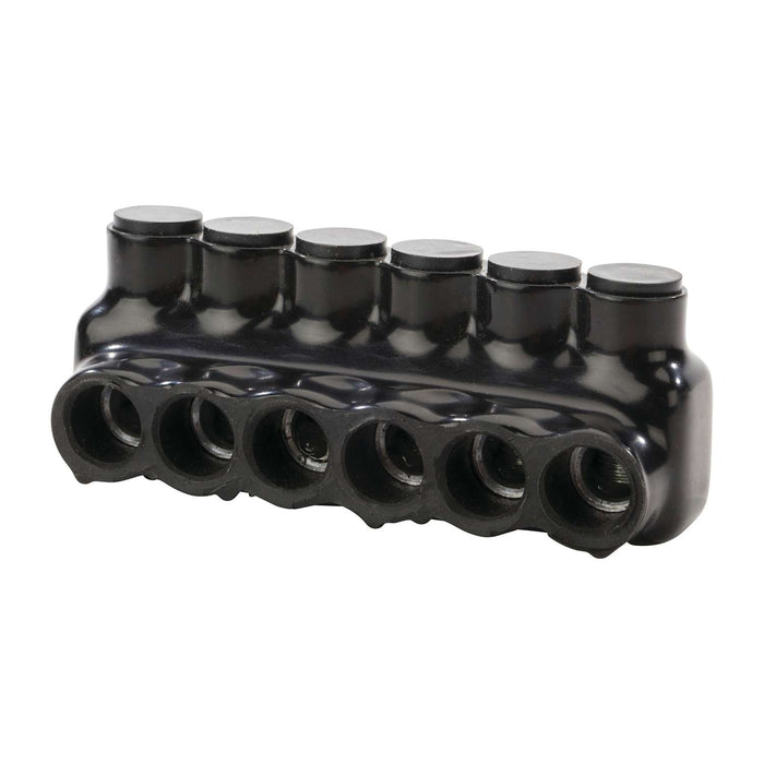 Polaris IPL1/0-6 6-Port Black Multi-Tap Pre-Insulated Connector, 1/0-14 Gauge