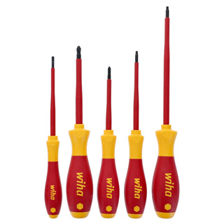 Wiha Tools 32083 Slotted Phillips and Square Insulated Screwdriver Set 5-Piece