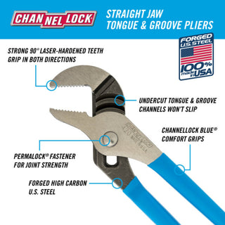 Channellock 420 BULK 9.5-inch Straight Jaw Tongue & Groove Pliers